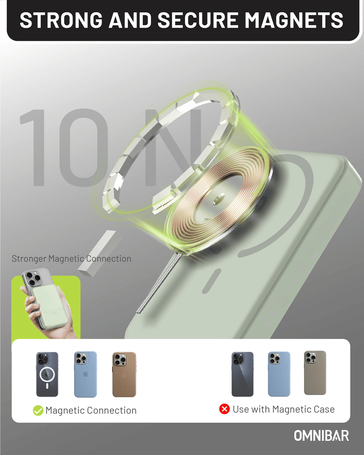 Niko Magnetic Power Bank 10K, Green