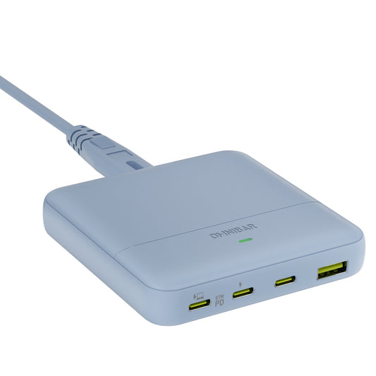 Omnibar 67W 4-Port Slim Charging Station, Ice Lake Blue