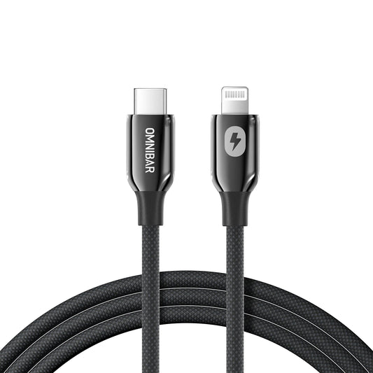 Toki Braided USB-C to Lightning Cable (6FT, Black)