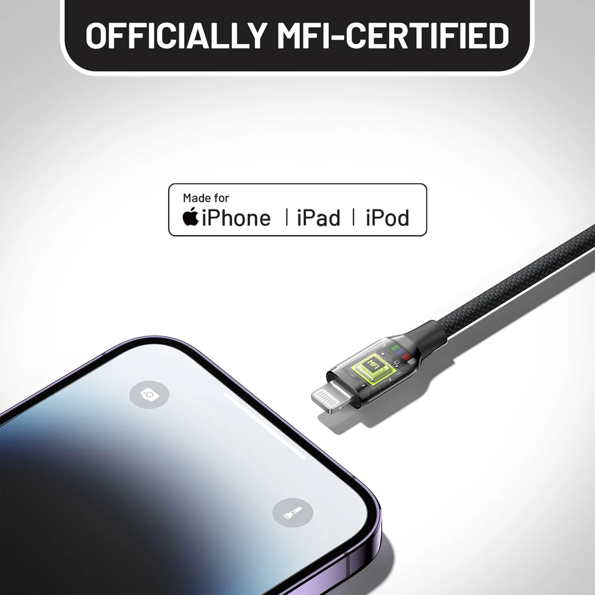 Toki Braided USB-A to Lightning Cable (6FT, Black)