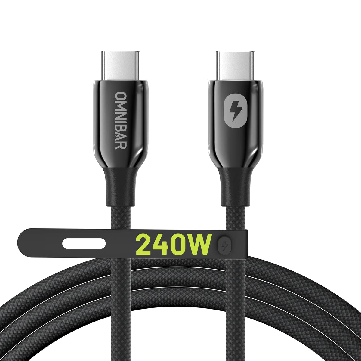 Toki Braided USB-C to USB-C Cable (6FT, 240W, Black)