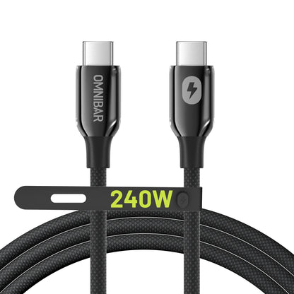 Toki Braided USB-C to USB-C Cable (6FT, 240W, Black)