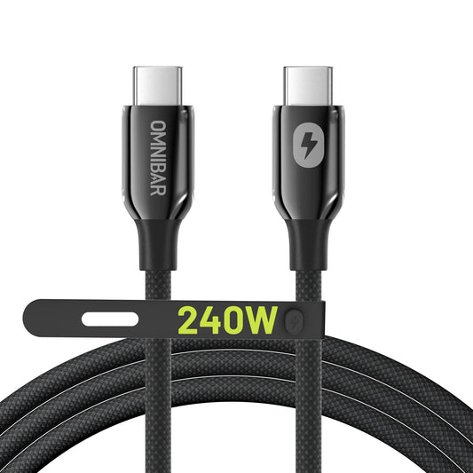 Toki Braided USB-C to USB-C Cable (6FT, 240W, Black)