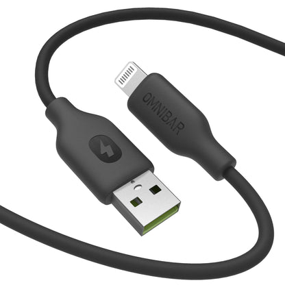 Yumi Silicone USB-A to Lightning Cable (6FT, Black)