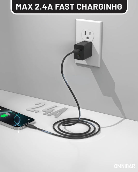 Yumi Silicone USB-A to Lightning Cable (6FT, Black)