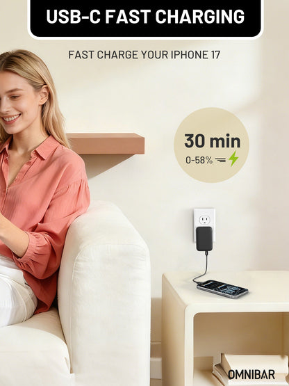 Nubi Flat Dual USB-C Wall Charger 67W, Black
