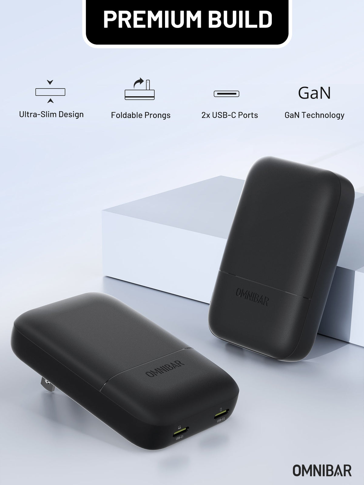 Nubi Flat Dual USB-C Wall Charger 67W, Black