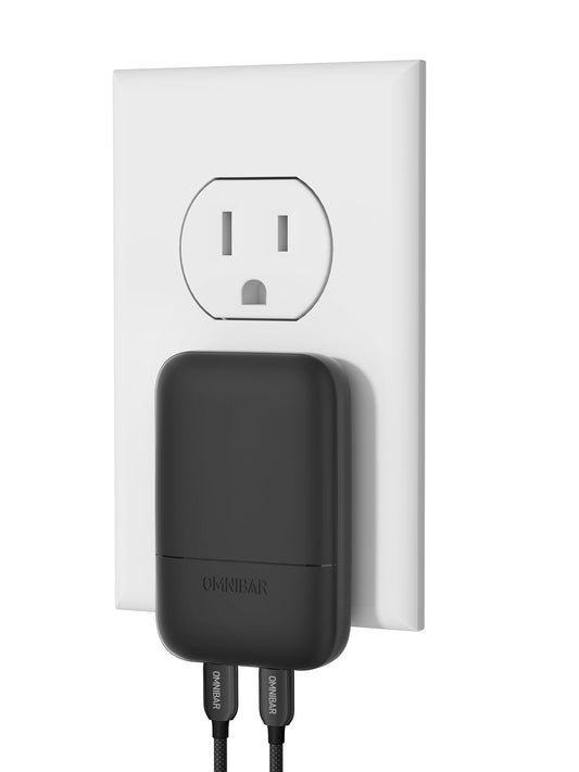 Nubi Flat Dual USB-C Wall Charger 67W, Black