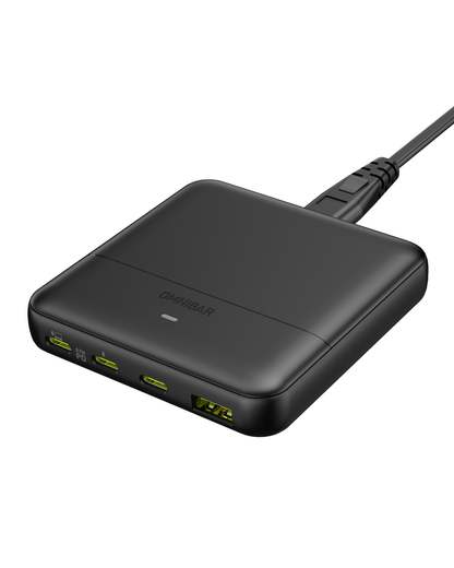 Omnibar 67W 4-Port Slim Charging Station, Black