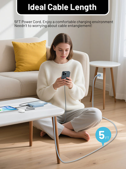 Omnibar 67W 4-Port Slim Charging Station, Ice Lake Blue