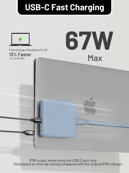 Omnibar 67W 4-Port Slim Charging Station, Ice Lake Blue