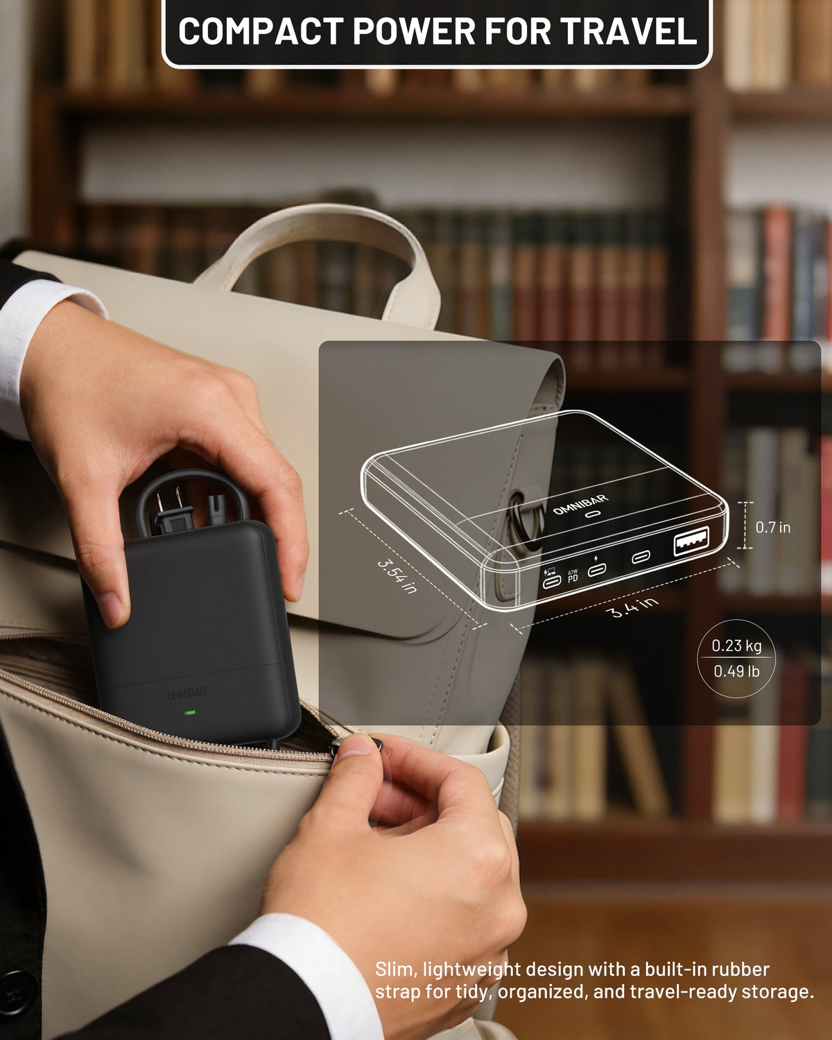 Omnibar 67W 4-Port Slim Charging Station, Black