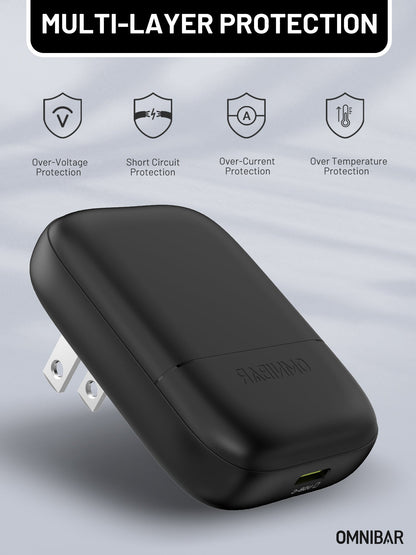 Nubi Flat USB-C Wall Charger 30W, Black