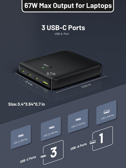 Omnibar 67W 4-Port Slim Charging Station, Black