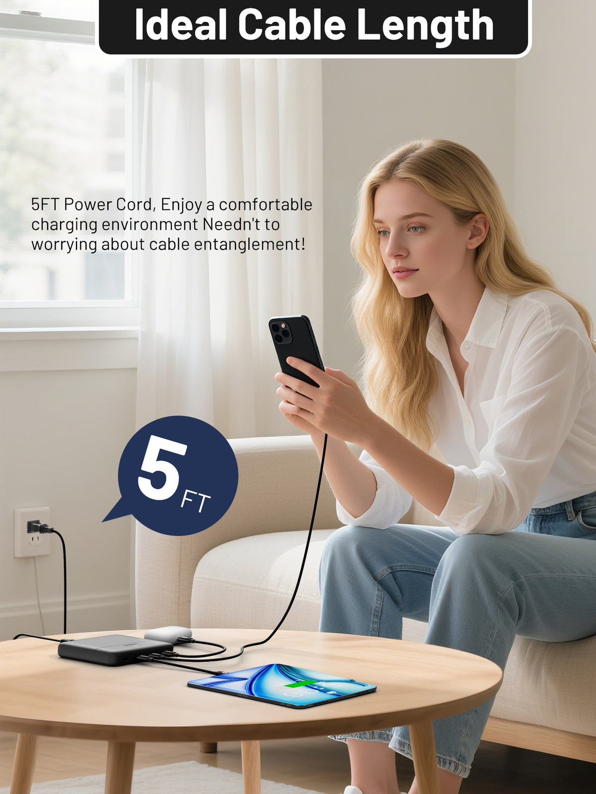 Omnibar 67W 4-Port Slim Charging Station, Black