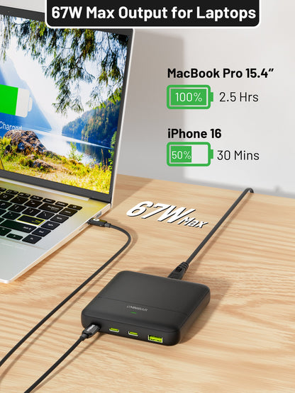 Omnibar 67W 4-Port Slim Charging Station, Black