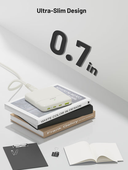 Omnibar 67W 4-Port Slim Charging Station, Ivory White