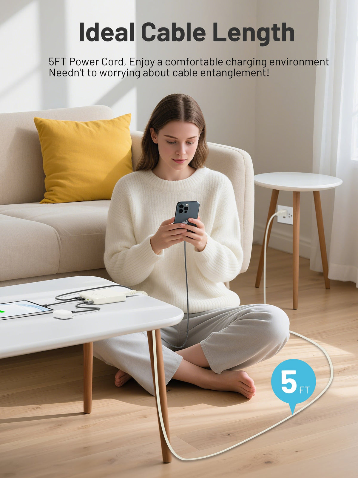 Omnibar 67W 4-Port Slim Charging Station, Ivory White